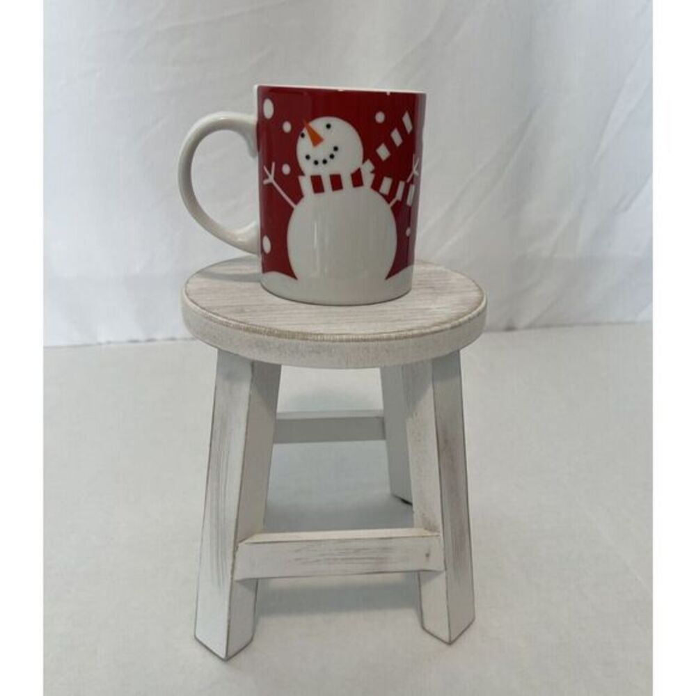 Crate and Barrel Snowman with Muffler Red Coffee Mug Winter Holiday Cocoa Cup